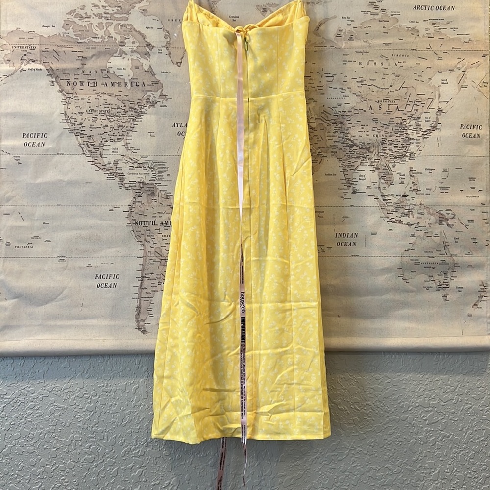 HOUSE OF CB 'Carina' Yellow Floral Bustier Midi Dress NWOT - Picture 9 of 14